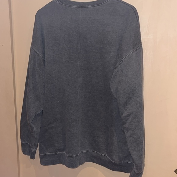 NastyGal grey oversized distressed finish sweatshirt w/ pink wording size large - Picture 5 of 6